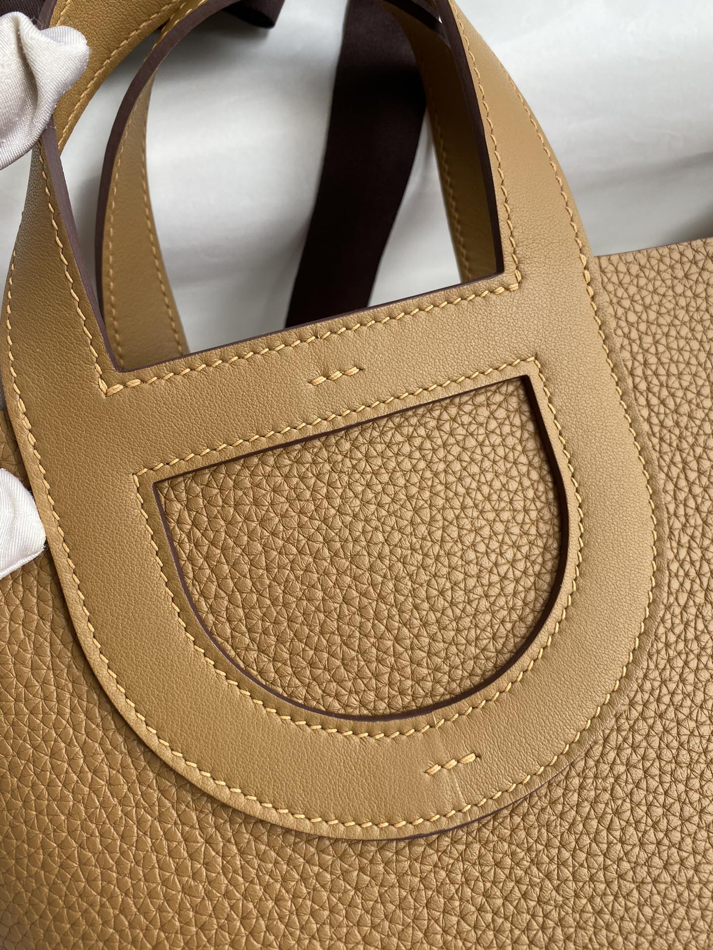 Hermes In The Loop 18 Bag In Biscuit Clemence Leather